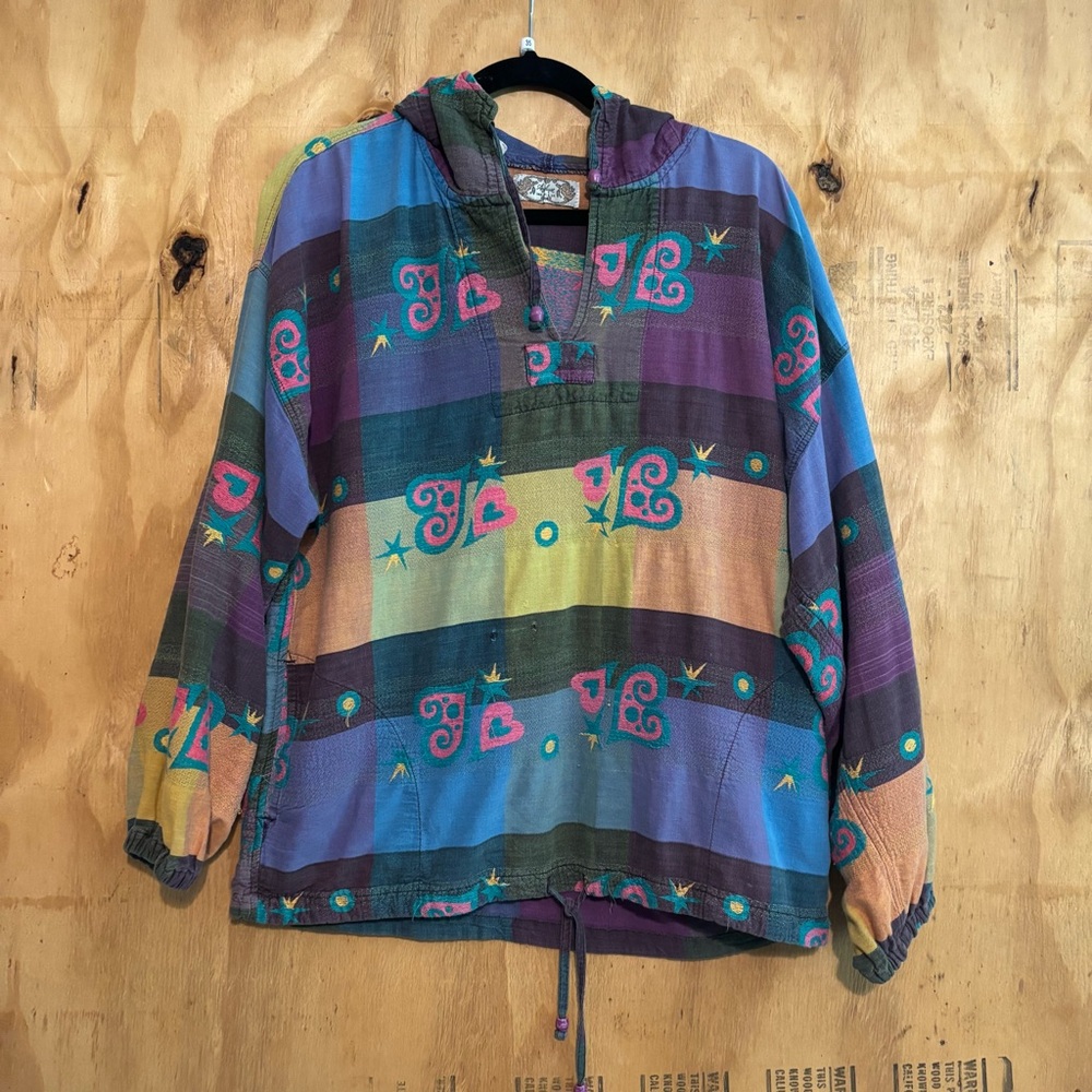 Vintage 90s Angelique 100% Cotton Pullover Multicolor Aztec Free Size